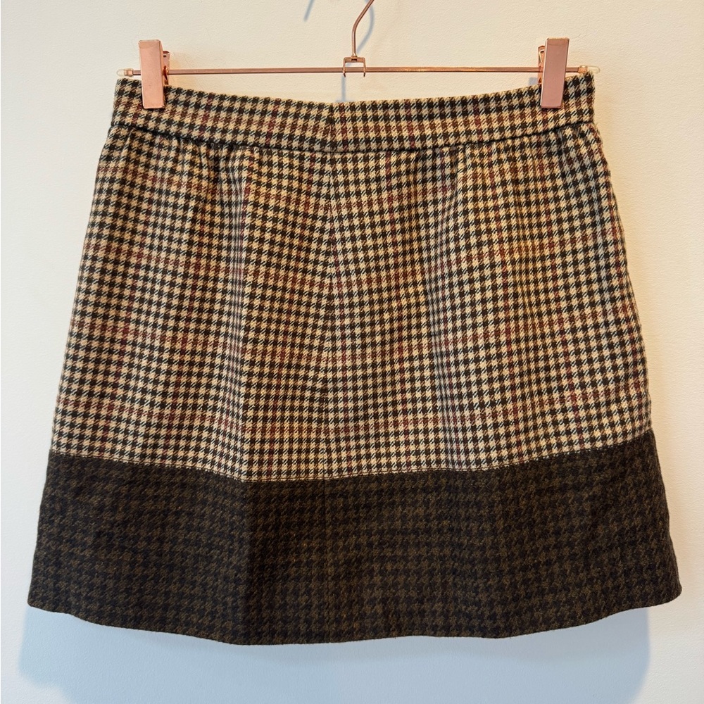 J. Crew Houndstooth Wool Mini Skirt - Black and Brown Size 2